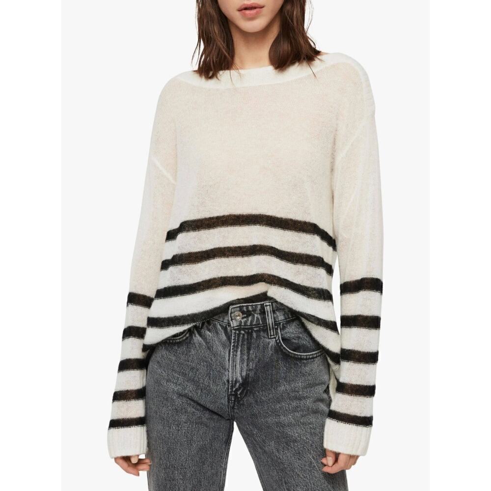 All Saints Striped‎ Wool Alpaca Blend Pullover  Lune Sweater Knit Loose Size M